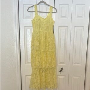 Kings road Yellow Lace Tiered Dress